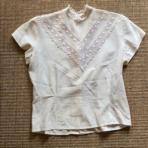 Vintage lace mock neck blouse